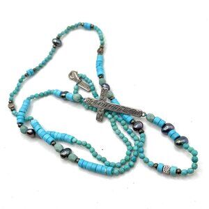 N3028 Retired Silpada ideal Turquoise Cross Necklace